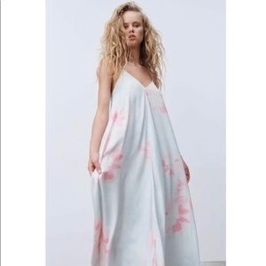 Zara tie dye, satin effect flowy dress